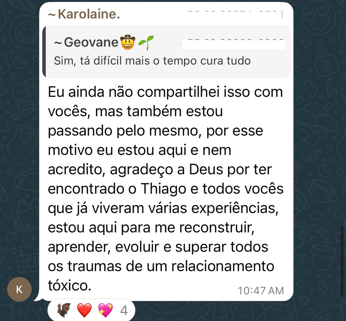 Depoimento via WhatsApp